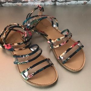 Floral Ankle Strap Sandals